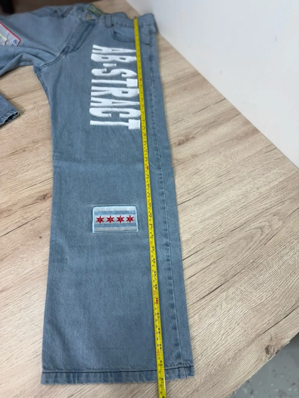 Embroidered Graphics Relaxed-fit Decor Patches Streetwear Artistic Jeans 34x30